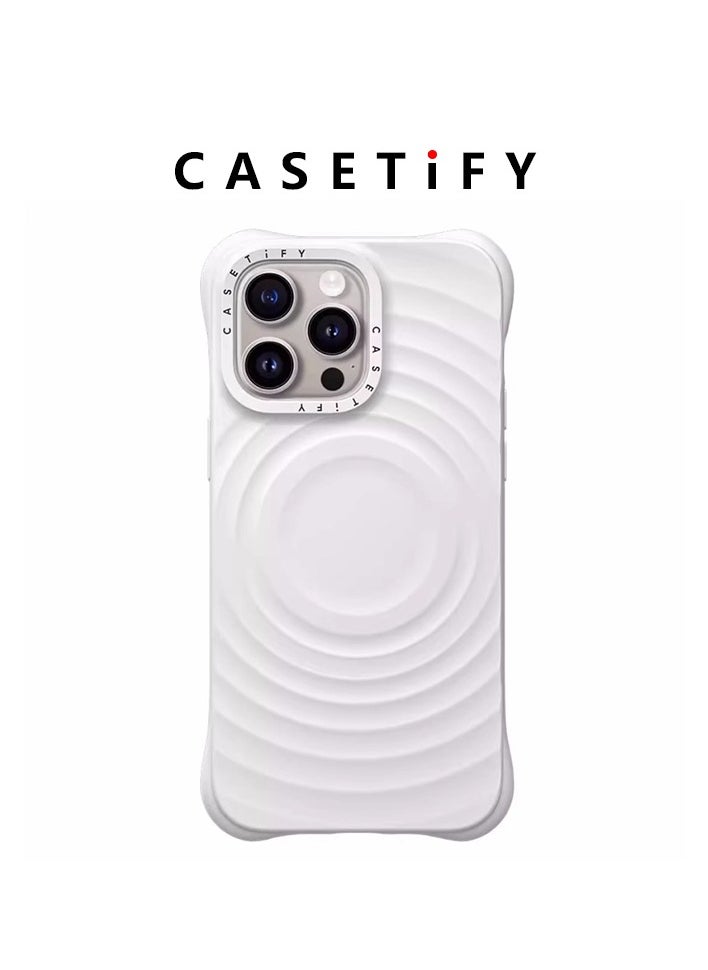 Casetify Ripple iPhone 14 Pro Max/15 Pro Max/16 Pro Max Case Wave Textured Compatible with MagSafe White  - Image 1