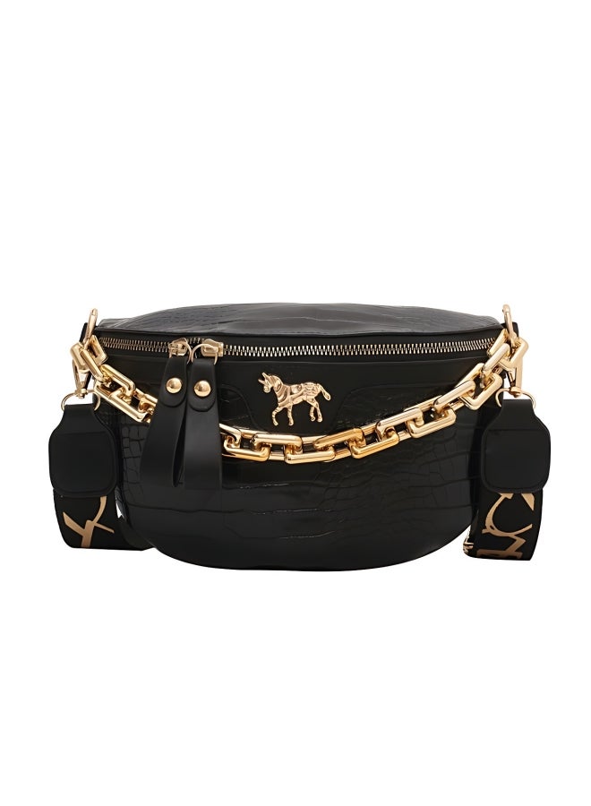 Women's Large-capacity Crossbody Bag, Ladies PU Leather Shoulder Bag Sling Bag Side Bag Carry Bag Messenger Bag, Casual and Versatile Chest Bag Waistpack Belt Bag Hip Bag for Girls/College Students - Image 1