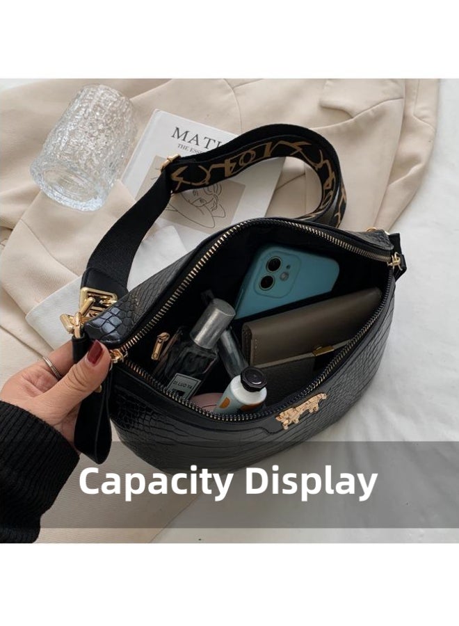 Women's Large-capacity Crossbody Bag, Ladies PU Leather Shoulder Bag Sling Bag Side Bag Carry Bag Messenger Bag, Casual and Versatile Chest Bag Waistpack Belt Bag Hip Bag for Girls/College Students - Image 5