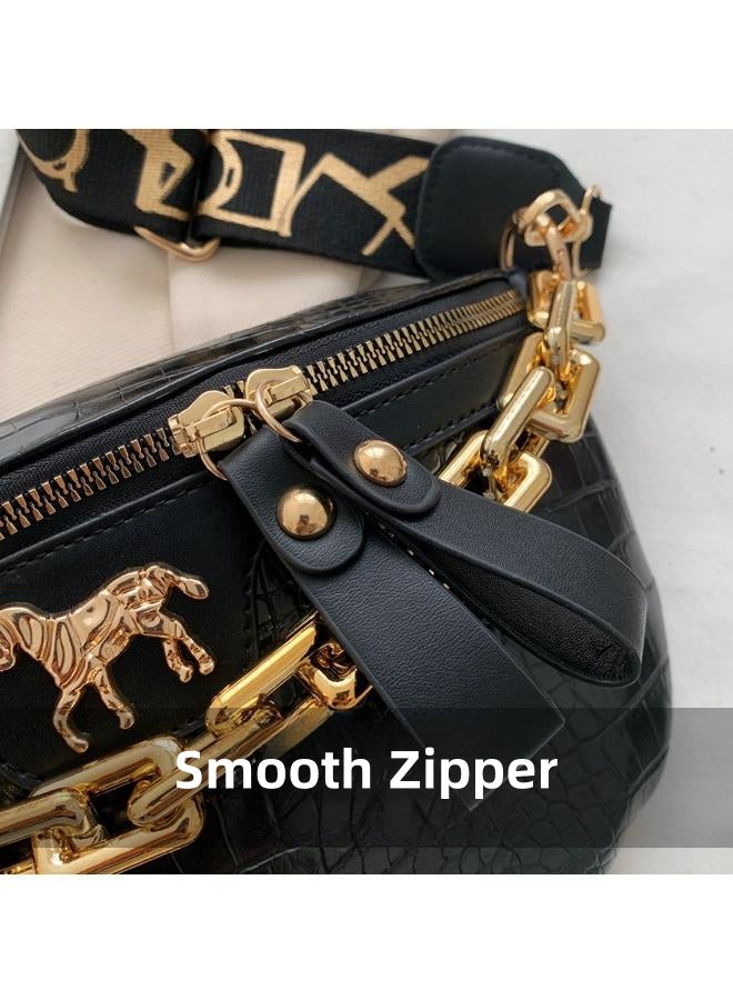 Women's Large-capacity Crossbody Bag, Ladies PU Leather Shoulder Bag Sling Bag Side Bag Carry Bag Messenger Bag, Casual and Versatile Chest Bag Waistpack Belt Bag Hip Bag for Girls/College Students - Image 3