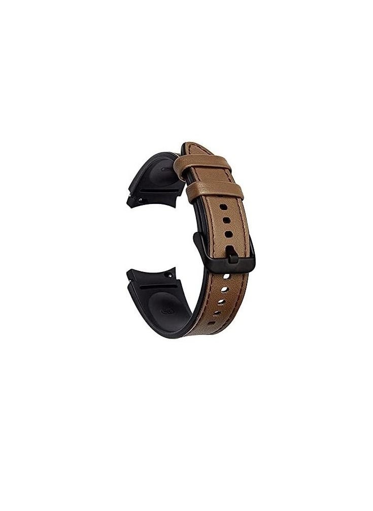 VPG Leather Silicone Replacement Band Compatible with Samsung Galaxy Watch 5 Pro 45mm | 4 Classic 46mm 42mm | Watch 5/4 44mm 40mm , Special strap design No Gap Brown  - Image 2