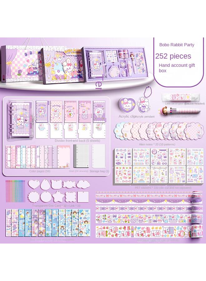 Bluejw Hand Account Suit Gift Box Girl's Cute Girl's Hand Account Book Walking Stick Book Children's Goo Card Full Set Of Student Stationery Girl's - Image 1