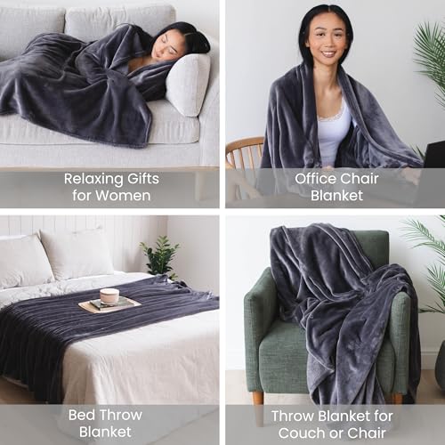 Super Blanky Wearable Blankets for Women, Adult Wearable Blanket Men, Christmas Gifts for Women, Comfy Girlfriend Birthday Gifts for Her, Wife Birthday Gift Ideas, Blanket With Sleeves - Dark Gray - Image 5