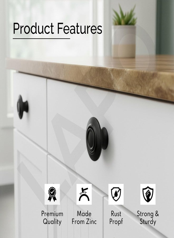 LAPO 3 Piece Modern Black Cabinet Knobs, Round Easy-Grip Knobs for Wardrobe, Drawers & Home Furniture, Quick DIY Installation, 3 Years Warranty (Black Glossy Finish) - Image 3