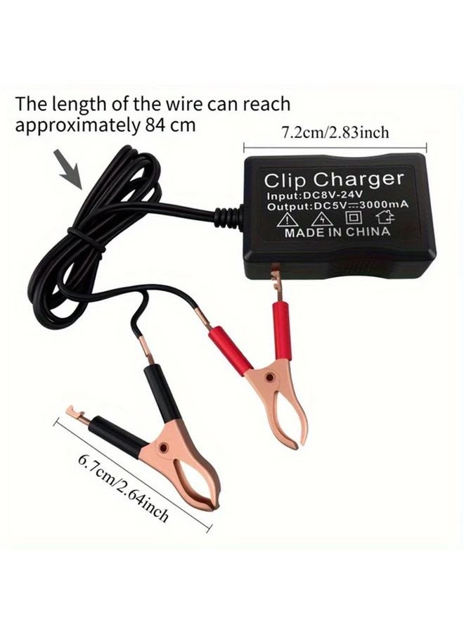 شاحن أسود 3U قابل للتثبيت 8V 24V سريع الشحن مع 3 منافذ USB لبطارية الدراجة النارية والسيارة - Image 5