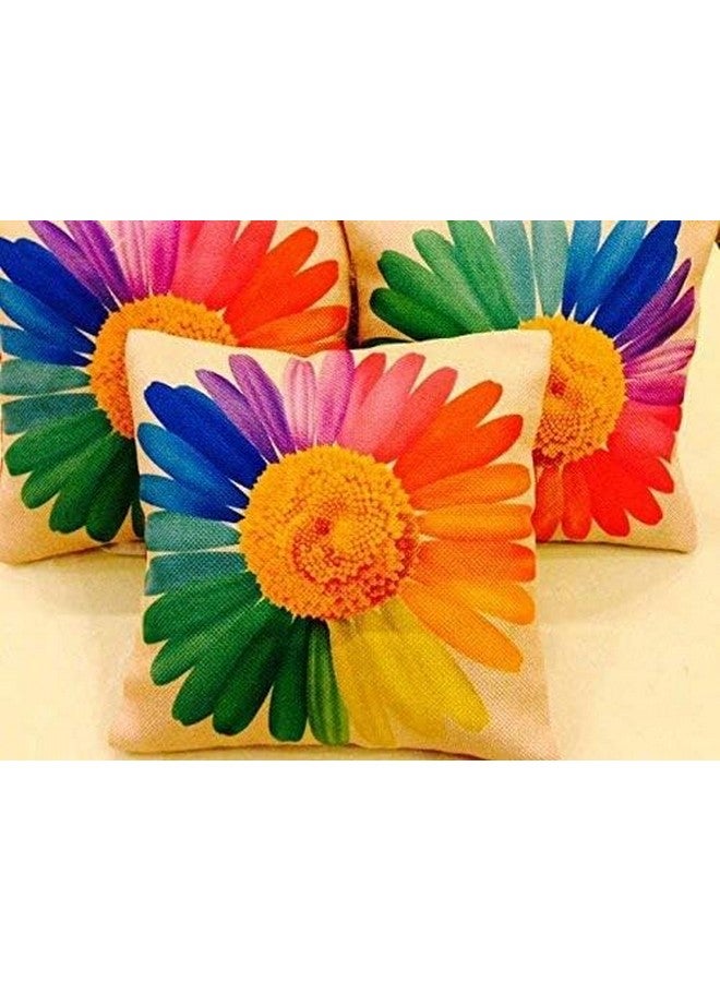 AEROHAVEN™ Set of 5 Floral Decorative Hand Made Jute Throw/Pillow Cushion Covers - CC23 - (Multicolor, 16 Inch x 16 Inch) - Image 3