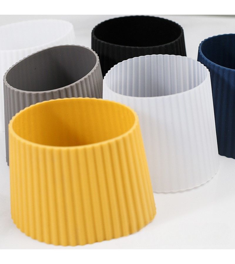 Black Silicone Glass Insulation Sleeves Heat Resistant Cup Rings For Tea Milk Coffee - Image 2