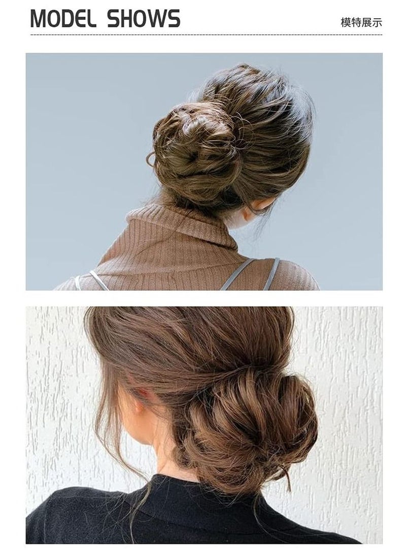 إستيل Eestelle messyBun Scrunchie مع شريط مطاطي مرن وصلات شعر على شكل ذيل حصان أوبدو Chignon دونات على شكل ذيل حصان شعر صناعي مجعد للنساء (2403A #) - Image 4