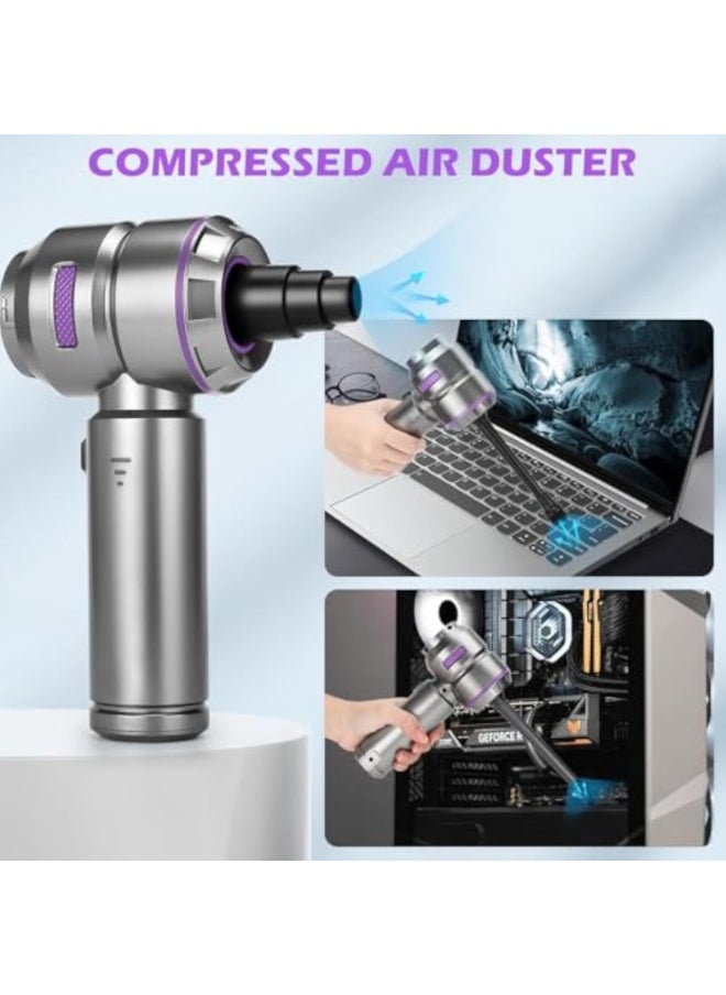 Apexll Cordless Handheld Vacuum Cleaner with 16kPa Suction – 4-in-1 Air Duster, Blower & Inflator – 110W Brushless Motor, Type-C Rechargeable, Lightweight Mini Car Vacuum for Home & Pet Hair  - Image 4