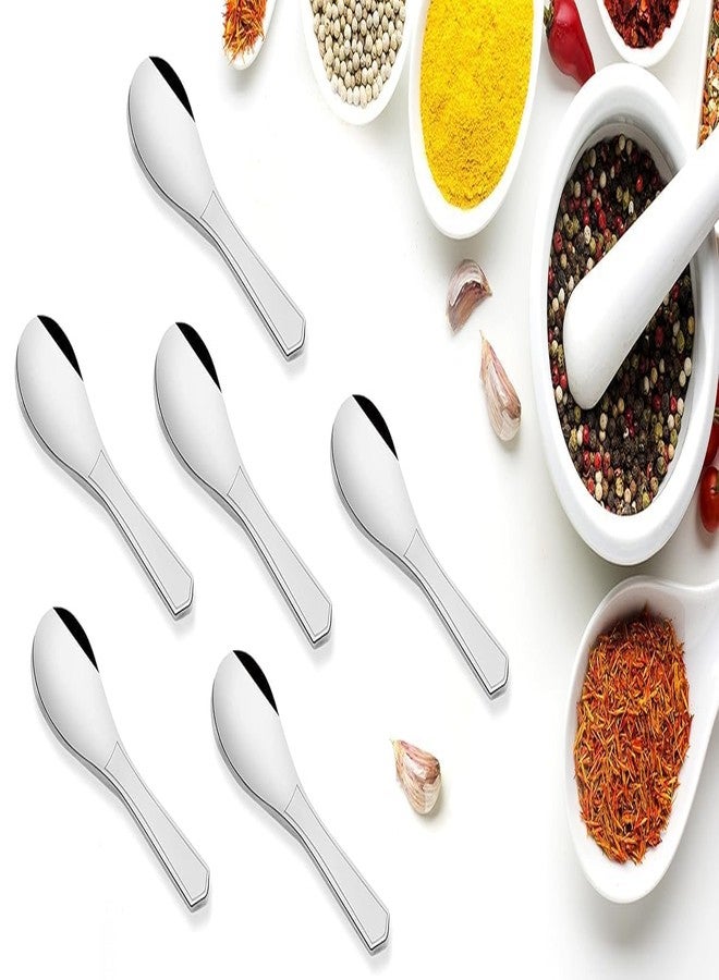 Adaamya أداميا® - صغير (متناهي الصغر) - طقم من 6 قطع من الفولاذ المقاوم للصدأ بطول 8 سم، ملاعق ماسالا للشاي والقهوة والسكر والملح، للاستخدام المنزلي/المطبخي، مقاوم للصدأ، عالي المتانة، أنيق، آمن للغسل في غسالة الأطباق (صغير 8 سم - 3 بوصات). - Image 4