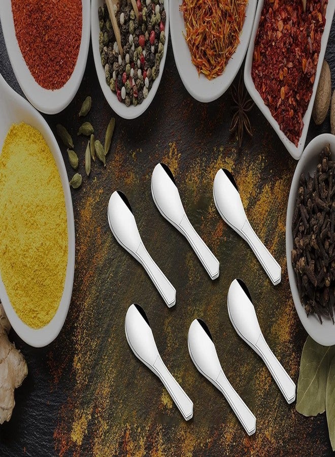 Adaamya أداميا® - صغير (متناهي الصغر) - طقم من 6 قطع من الفولاذ المقاوم للصدأ بطول 8 سم، ملاعق ماسالا للشاي والقهوة والسكر والملح، للاستخدام المنزلي/المطبخي، مقاوم للصدأ، عالي المتانة، أنيق، آمن للغسل في غسالة الأطباق (صغير 8 سم - 3 بوصات). - Image 2