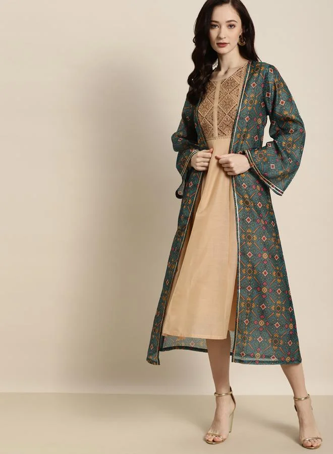 SASSAFRAS All Over Print Open Front Longline Shrug by Styli