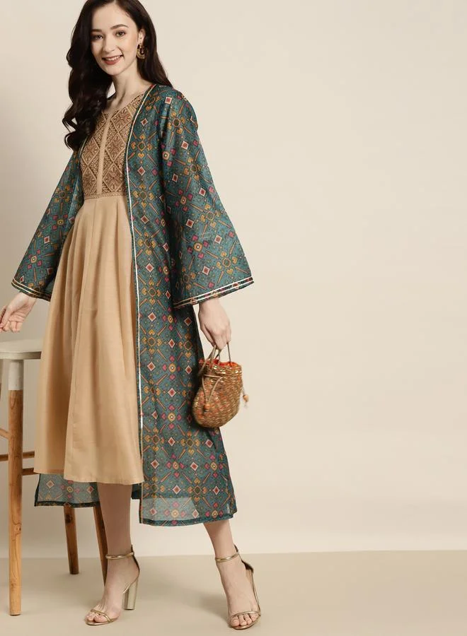 SASSAFRAS All Over Print Open Front Longline Shrug by Styli