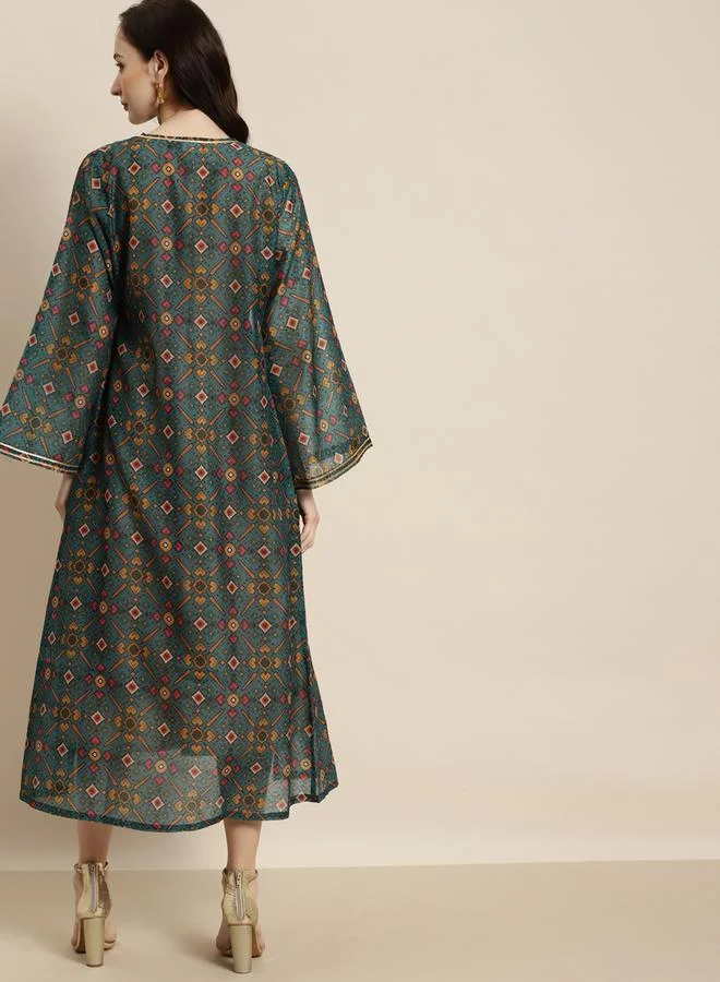 SASSAFRAS All Over Print Open Front Longline Shrug by Styli