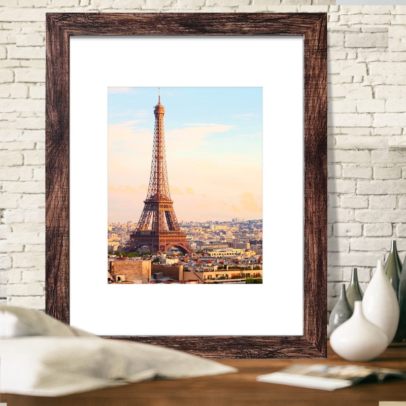 SESEAT 16x20 Picture Frame Brown, Display Pictures 11x14 with Mat or 16x20 without Mat, Photo Frames Wall Gallery, 1 Pack - Image 5