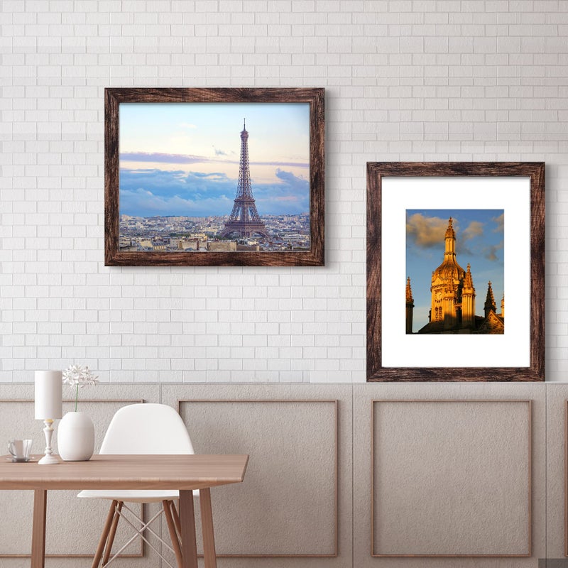 SESEAT 16x20 Picture Frame Brown, Display Pictures 11x14 with Mat or 16x20 without Mat, Photo Frames Wall Gallery, 1 Pack - Image 2