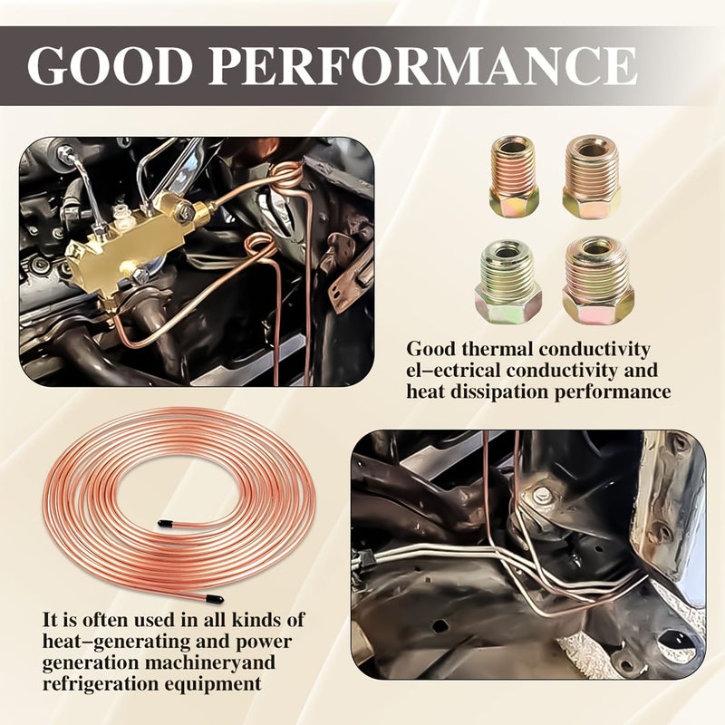 25ft 3/16 Flexible Copper Plated Brake Pipe Set With 19 Inverted Horn Joints Model Brake 19pcs - Image 3