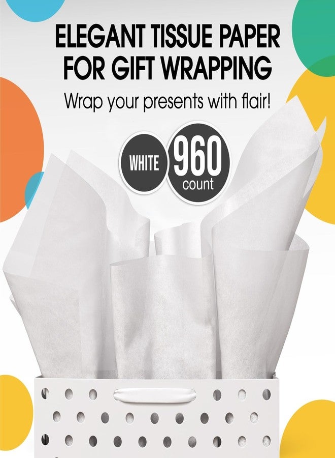 Crown Display White Tissue Paper for Gift Bags White Tissue Paper Bulk 17 GSM - 960 Sheets 15" X 20" 10lb Newsprint for Packing, Birthday Gift Box Filler, Packing Supplies for Moving Supplies - Image 3