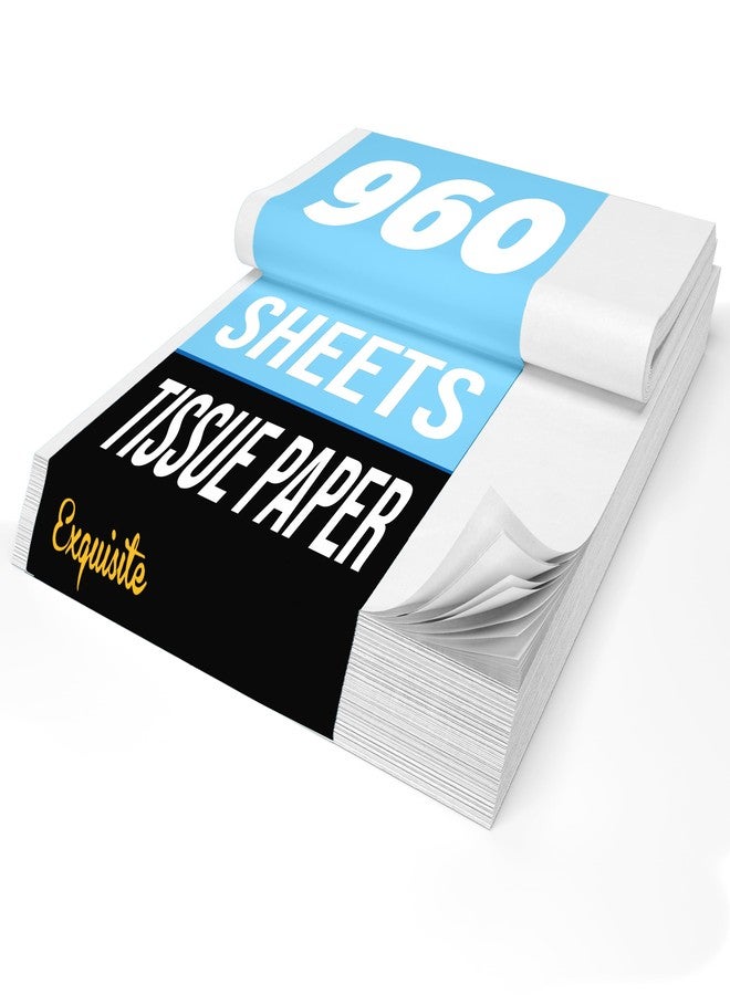 Crown Display White Tissue Paper for Gift Bags White Tissue Paper Bulk 17 GSM - 960 Sheets 15" X 20" 10lb Newsprint for Packing, Birthday Gift Box Filler, Packing Supplies for Moving Supplies - Image 1