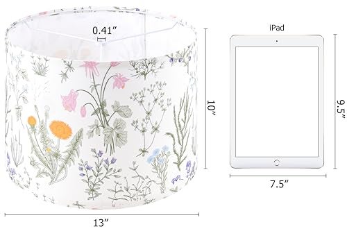 GO&SO Set of 2 Drum Lampshades Floral Printed Lamp Shades - 13" x 13" x 10" - Ideal for Table & Floor Lamps Natural Linen- Hand Crafted - Farmhouse Decor - Assembly Required By GO&SO - Image 2