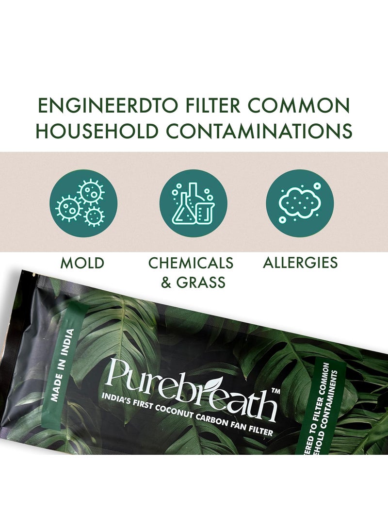 Purebreath CEILING FAN FILTERS ACTIVATED COCONUT PUREBREATH SHELL CARBON FILTER Pack of 6  - Image 3