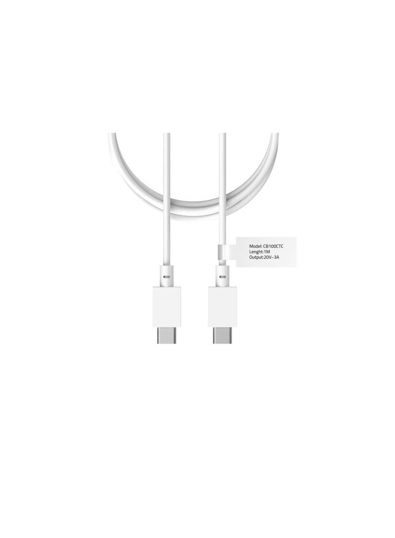 تي سي اج كابل شحن سريع تي سي إتش سيليكون 60 واط من Type-C إلى Type-C بطول 1 متر - أبيض - Image 2