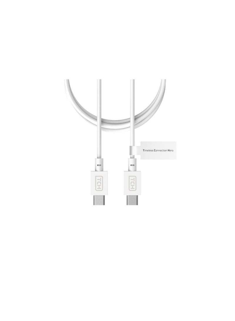 تي سي اج كابل شحن سريع تي سي إتش سيليكون 60 واط من Type-C إلى Type-C بطول 1 متر - أبيض - Image 1