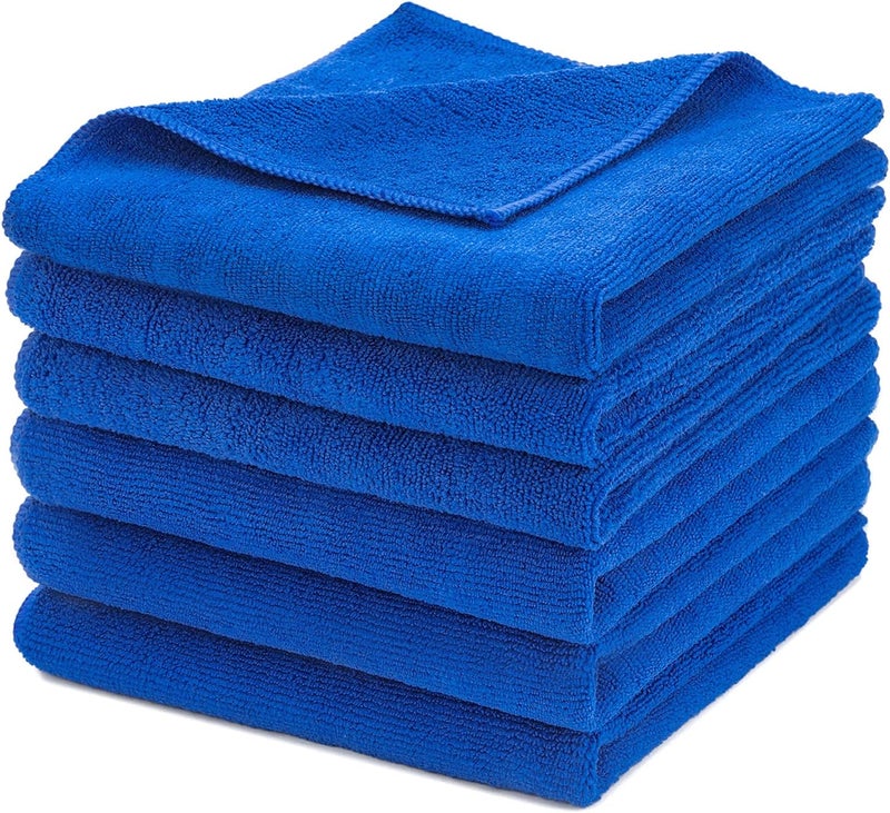 CARCAREZ Premium Microfiber Detailing Towels, 340 GSM Lint Free Car Buffing Waxing Polishing Drying Towel, Pack of 6 (Blue) - Image 1