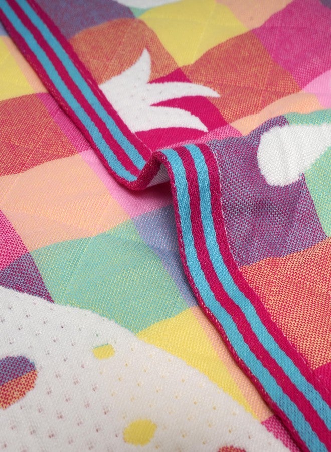 Tiny Treasures New Born All Season Cotton Muslin Baby Blanket | Soft and Comfortable with Adorable Checks Print and Designs. (Pink) - Image 2