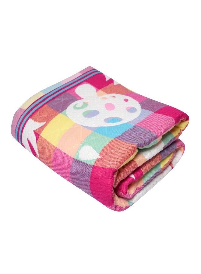 Tiny Treasures New Born All Season Cotton Muslin Baby Blanket | Soft and Comfortable with Adorable Checks Print and Designs. (Pink) - Image 1