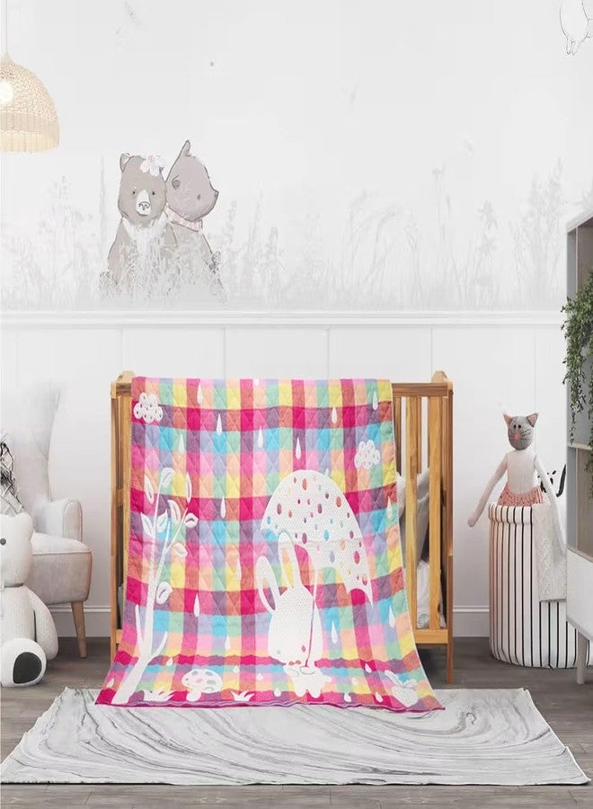 Tiny Treasures New Born All Season Cotton Muslin Baby Blanket | Soft and Comfortable with Adorable Checks Print and Designs. (Pink) - Image 4
