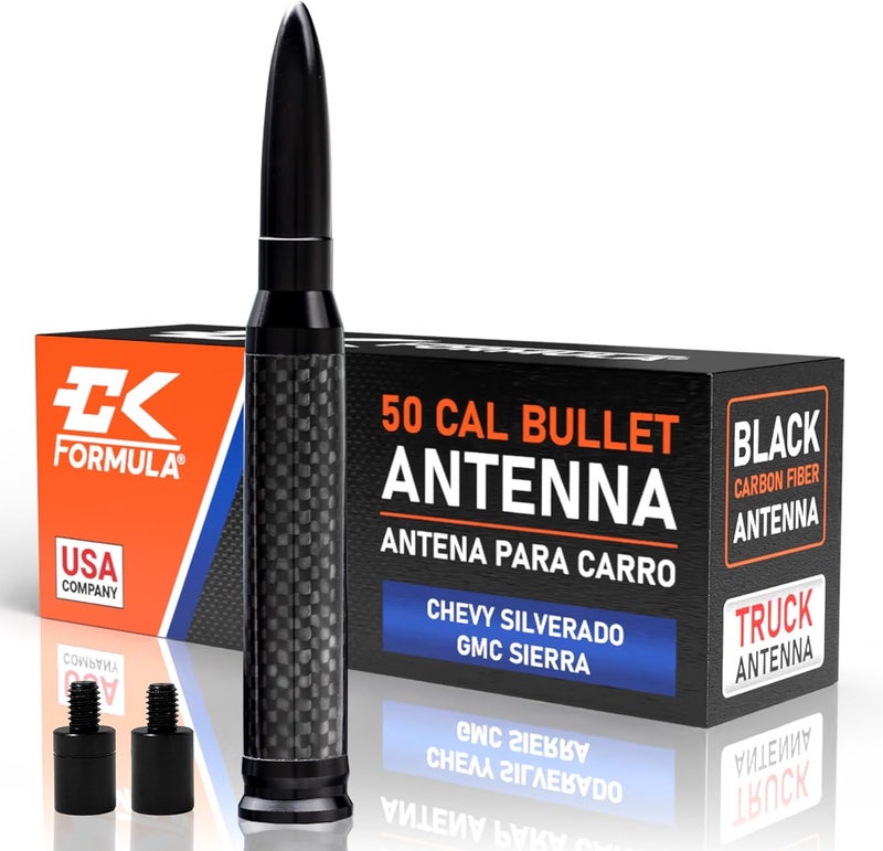 CK FORMULA 50 Cal Bullet Style Antenna - 5.5" Carbon Fiber Automotive Antenna for Cars, Trucks, and SUVs - Image 1