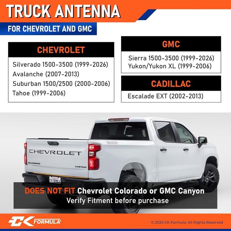 CK FORMULA 50 Cal Bullet Style Antenna - 5.5" Carbon Fiber Automotive Antenna for Cars, Trucks, and SUVs - Image 2
