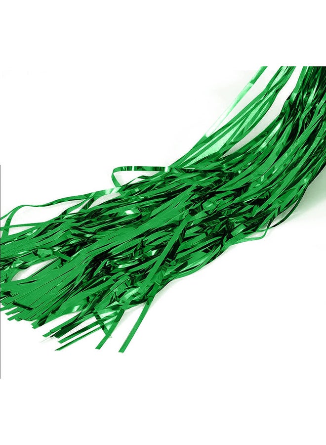 Goldedge Metallic Tinsel Foil Fringes Curtains Party Photo Backdrop for Birthday Decorations 2-Piece Set, 100 x 200 cm Size, Green  - Image 4