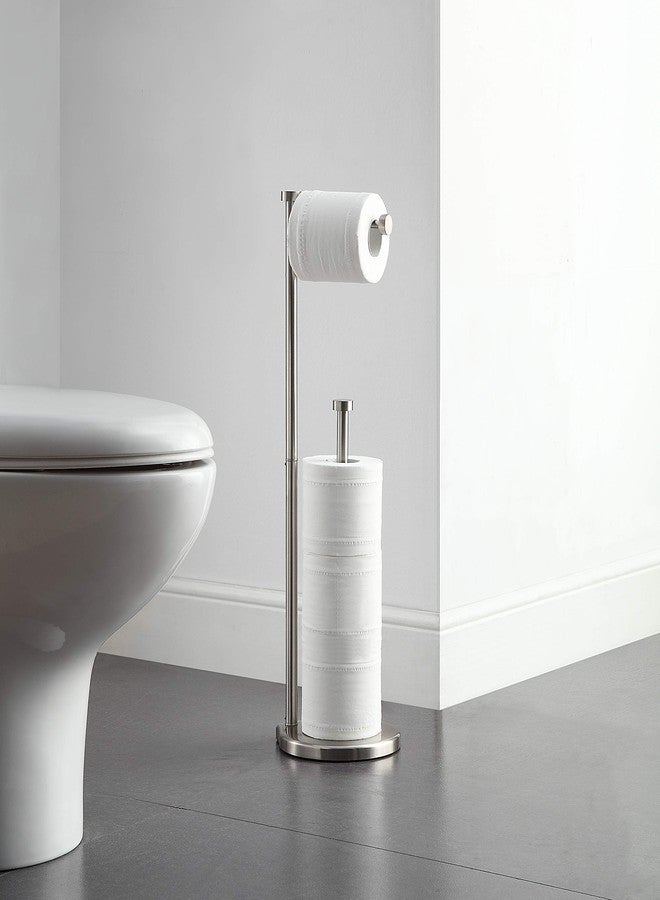 SunnyPoint Free Standing Bathroom Toilet Paper Holder Stand with Reserve, Reserve Area has Enough Space for Jumbo Roll - Image 2