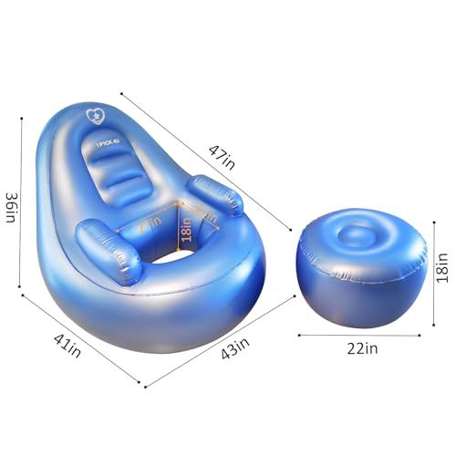 IP1CK4U Blue BBL Inflatable Chair with Ottoman for After Butt Surgery Recovery,Sitting,Sleeping,Pregnancy and Relaxation and BBL Pillow Results Lifting Cushions for BBL Lipo 360(Air Pump Not Included) - Image 3