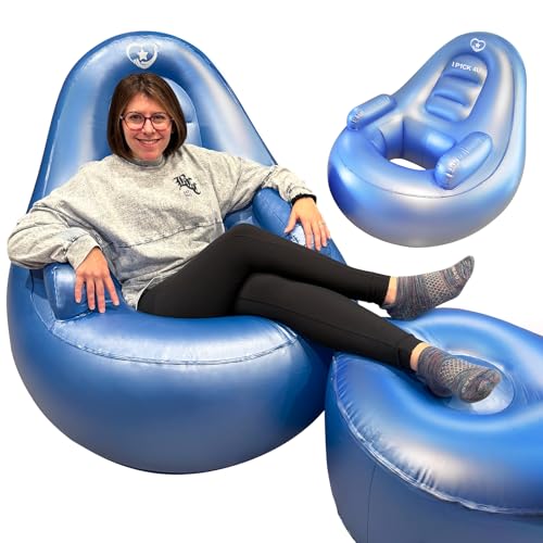 IP1CK4U Blue BBL Inflatable Chair with Ottoman for After Butt Surgery Recovery,Sitting,Sleeping,Pregnancy and Relaxation and BBL Pillow Results Lifting Cushions for BBL Lipo 360(Air Pump Not Included) - Image 1