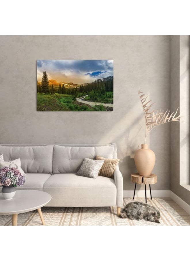 Home Gallery Beautiful Mountain Landscape With Green Trees Canvas Wall Art 120x80  - Image 2