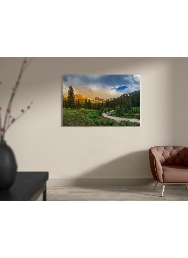 Home Gallery Beautiful Mountain Landscape With Green Trees Canvas Wall Art 120x80  - Image 4