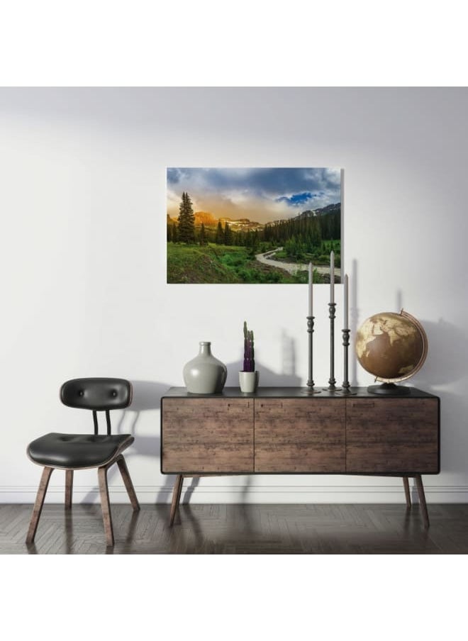 Home Gallery Beautiful Mountain Landscape With Green Trees Canvas Wall Art 120x80  - Image 3