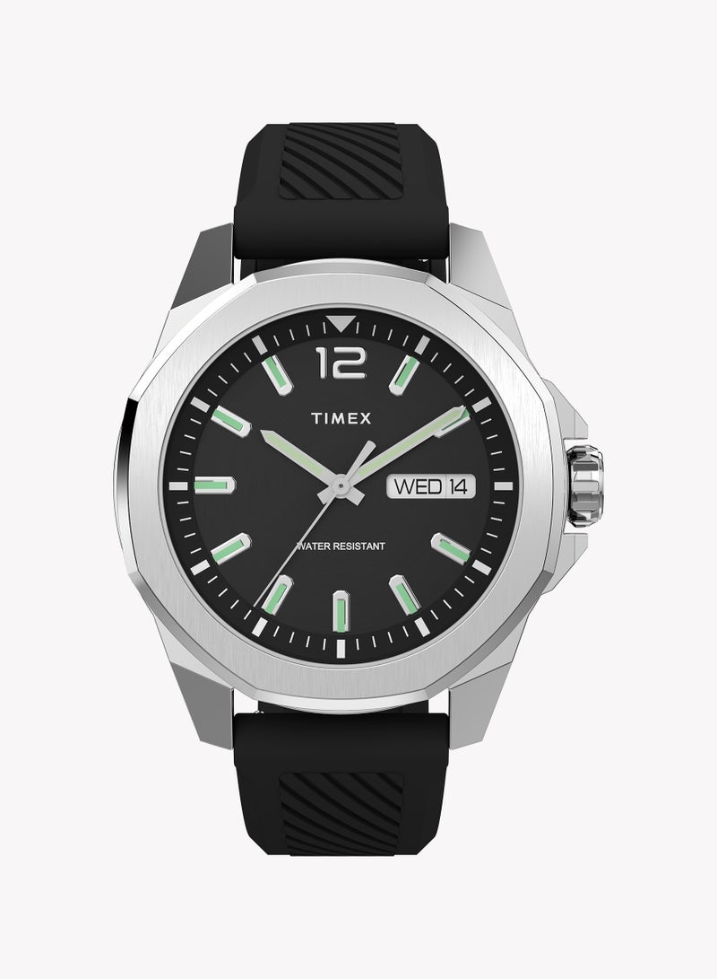 Timex Essex Ave 46 ST Case Black Dial Black Syn Rubber Strap TW2W42900 Men's Watch - Image 1