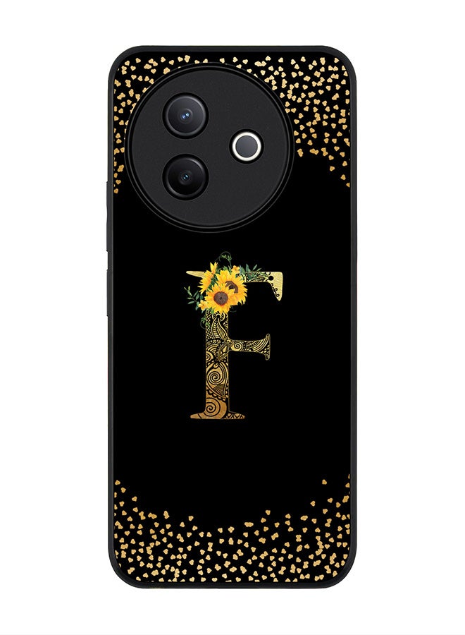 Stylizedd For Vivo Y39 5G / vivo Y300i 5G Case,Slim fit Camera Protection, Shockproof Thin Phone cover  - Custom Floral Monogram - F ( Black ) - Image 1