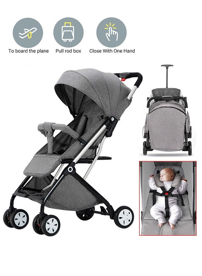 MissTiara Anbeini Baby Stroller, 2 in1 Lightweight Toddler Travel Stroller for Airplane,Umbrella Stroller,High Landscape Bassinet Pram for Infant & Toddler,5-Point Harness,Adjustable Backrest,0-3years  - Image 4