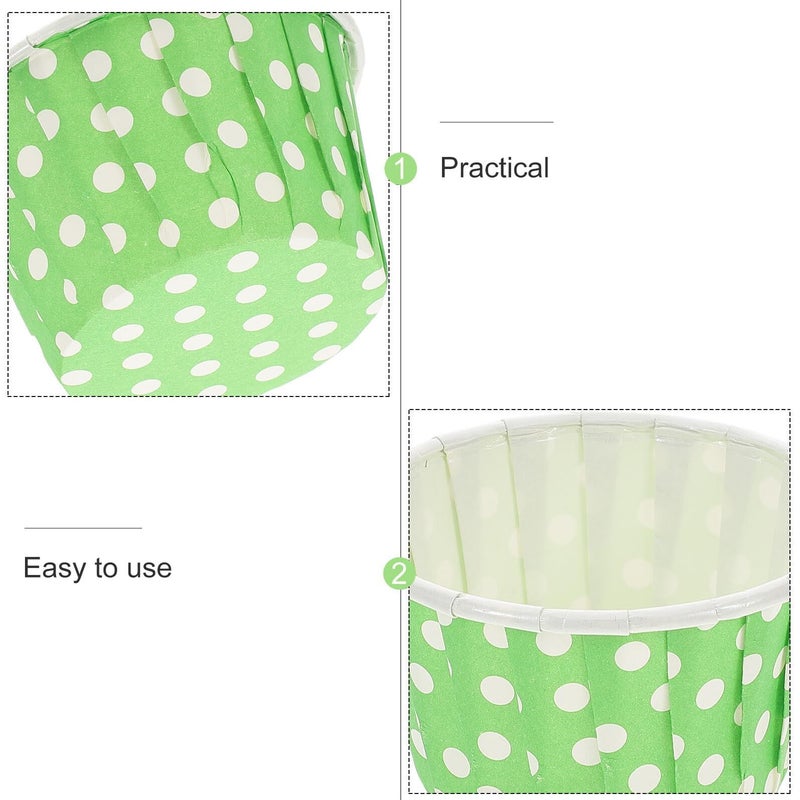 Luxshiny 50 Piece Green Polka Dot Cupcake Paper Liners Nonstick Greaseproof Baking Cups Rolled Rim Parchment Muffin Holders For Wedding Shower Party - Image 4