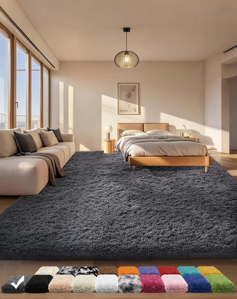 Ophanie Area Rugs for Bedroom Living Room Grey Fluffy Fuzzy Shag Shaggy Soft Plush Carpet 4x6 Indoor Floor Gray Rug for Kids Home Dorm Decor Aesthetic