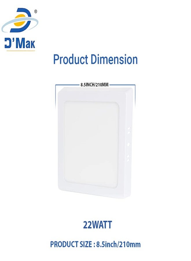 D'Mak Surface Mounted LED Light for Ceiling, 22-Watt Panel Light with IP50 Dust Proof, White Light for Indoor Use at Home and Office, Fancy Square LightsPack of 1, Metal - Image 4