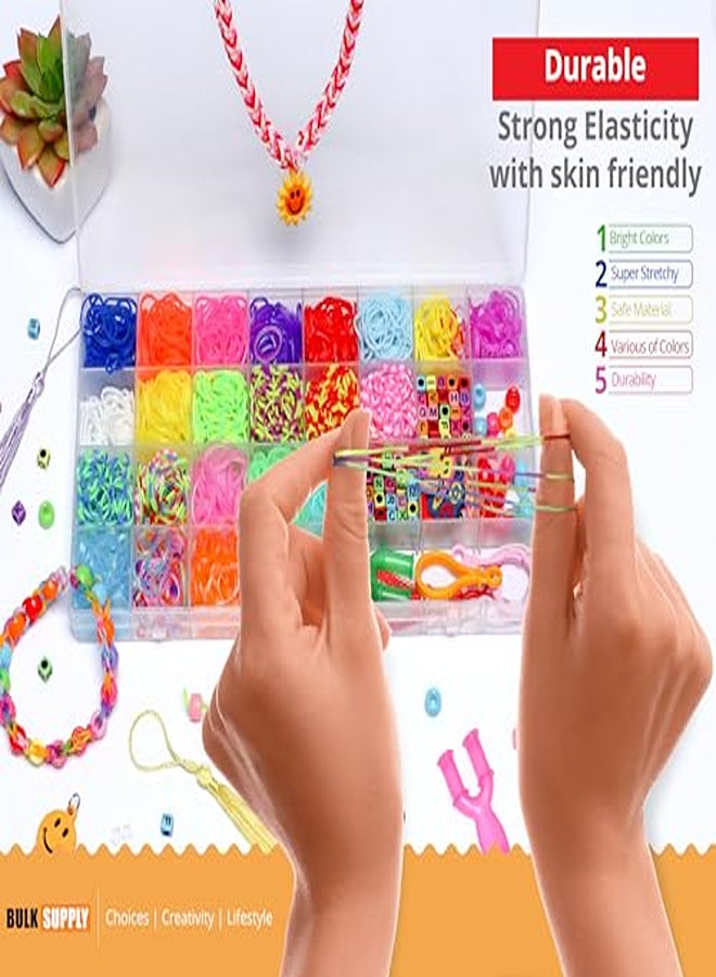 2200+ Loom Bands Kit with Bonus Crochet Hook for Rubber Band Bracelet Kit for - Includes Y-Shaped Loom, Zipper Hooks, Beads, & More  - Image 2