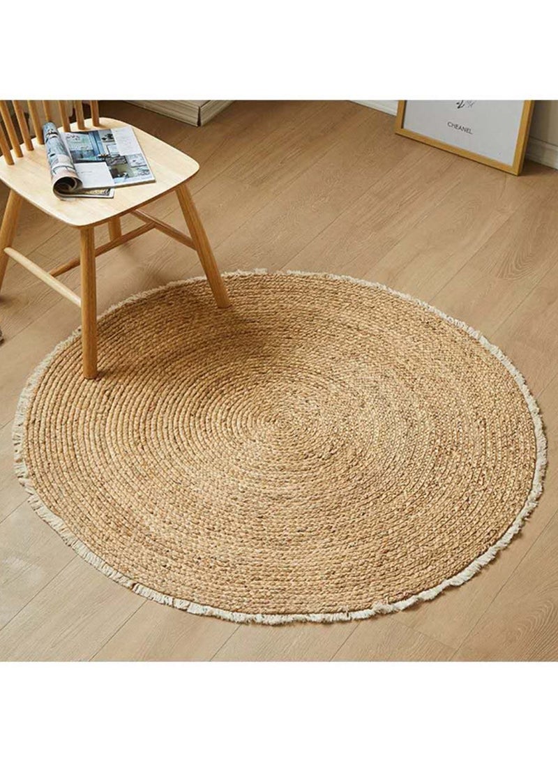LINGWEI Round Jute Rug Carpet Handwoven Braided Natural Jute Area Rug Beige  - Image 4