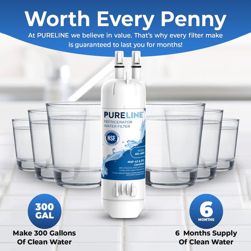 Pureline فلتر مياه بيو لاين EDR1RXD1 بديل لفلتر EverydropÂ® 1، W10295370A، P8RFWB2L، P4RFWB، EDR1RXD1B، كينمورÂ® 46-9081، 46-9930 (عبوة 3) - Image 4