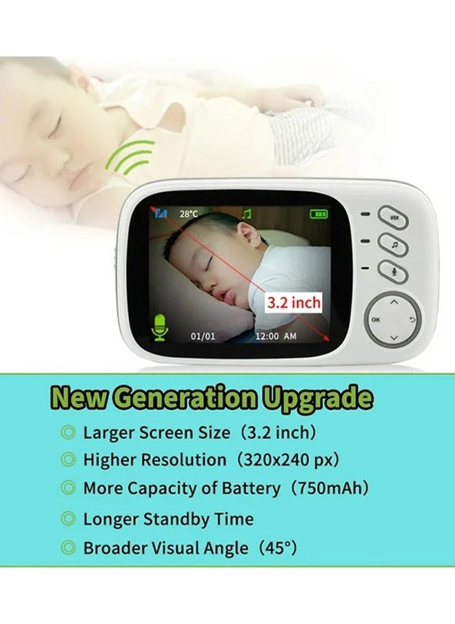 XiuWoo - 3.2inch LCD Display Wireless Babies Video Monitor With Night Vision Temperature Monitoring Two-Way Voice Intercom Baby Monitor Baby Safety - Image 1